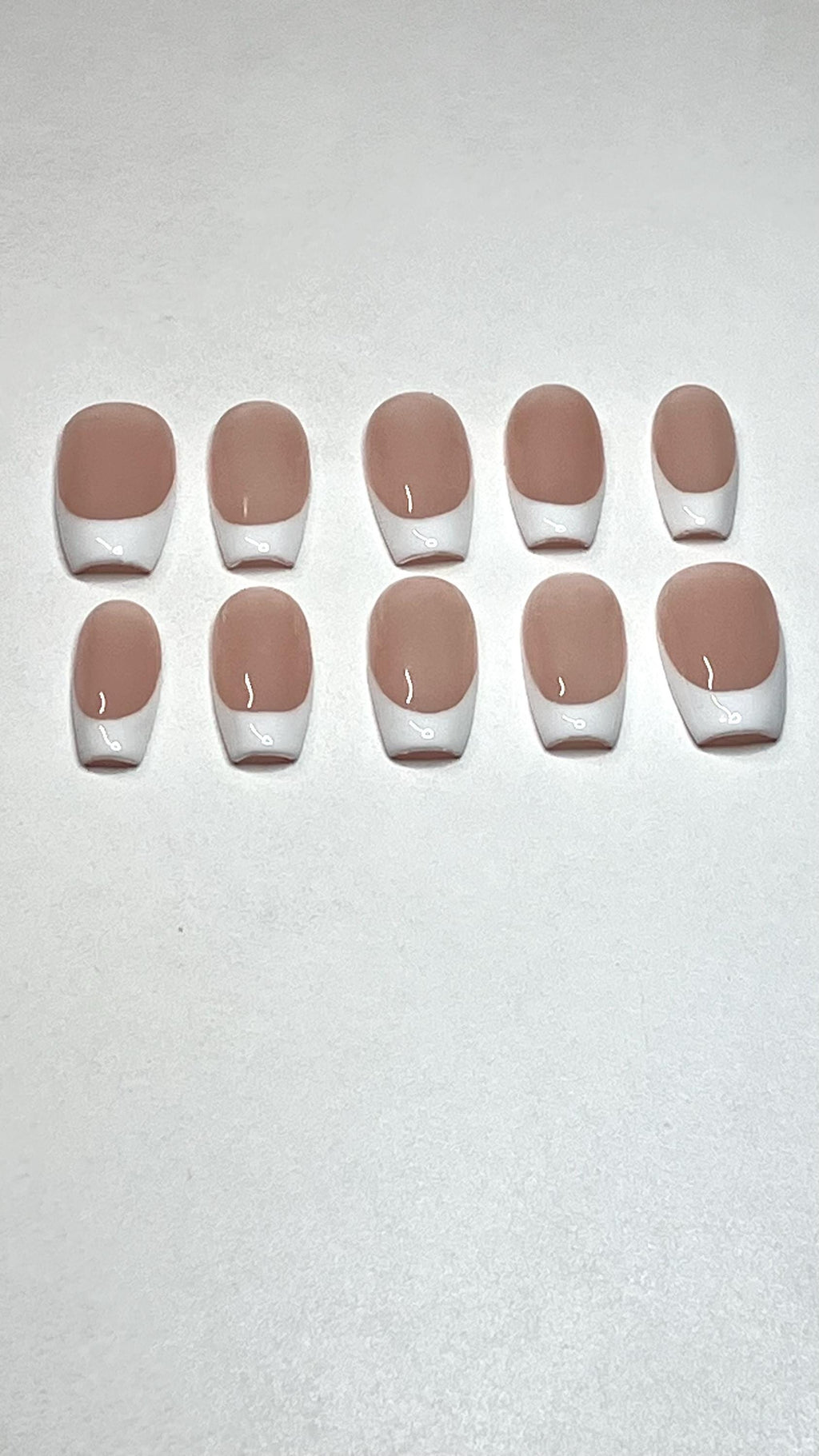 Handmade French tip press on nails with application pack