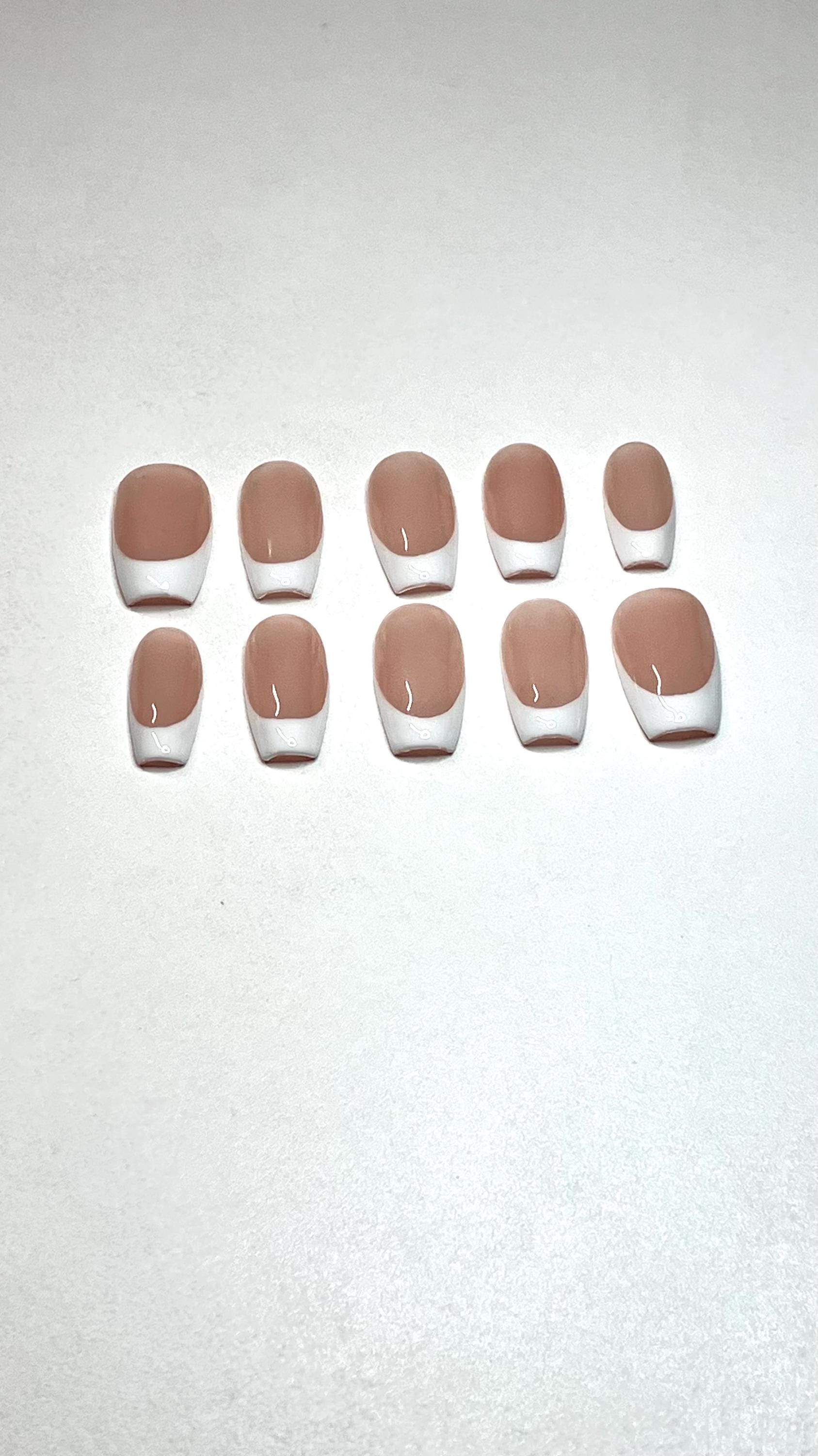 Handmade French tip press on nails with application pack