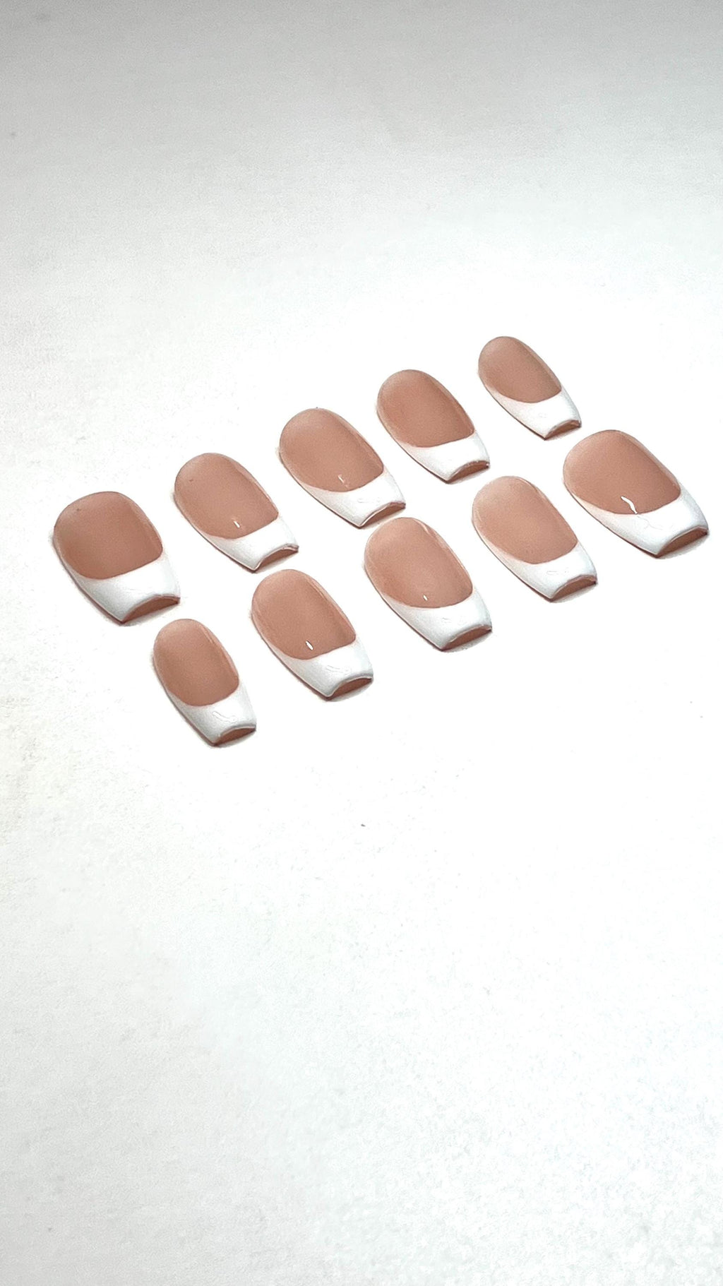 Handmade French tip press on nails with application pack