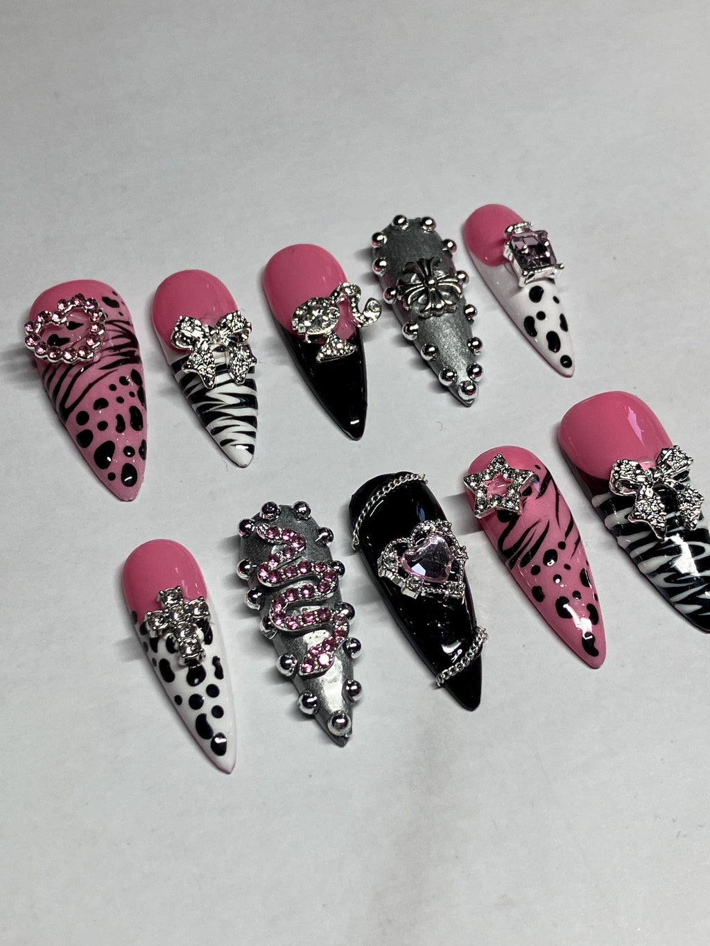 Y2K baddie press on nails with application pack