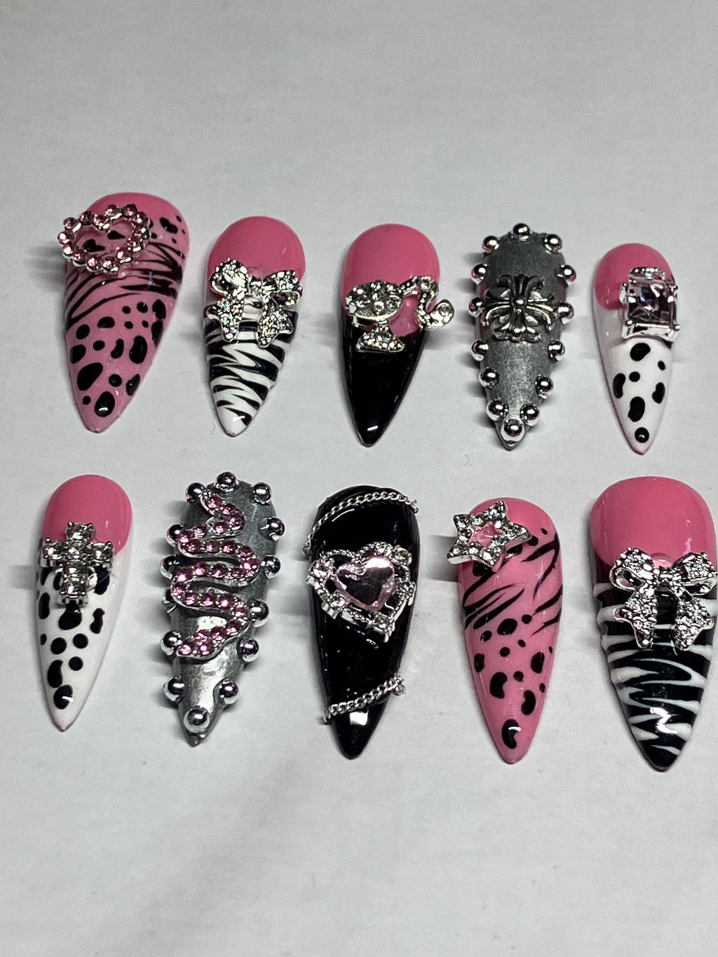 Y2K baddie press on nails with application pack