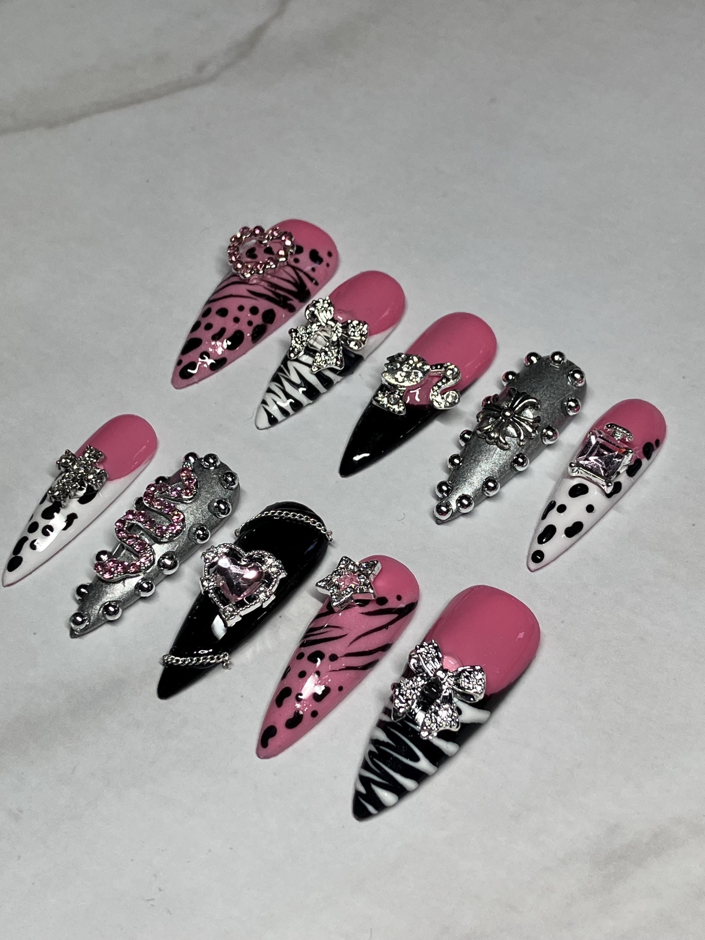 Y2K baddie press on nails with application pack