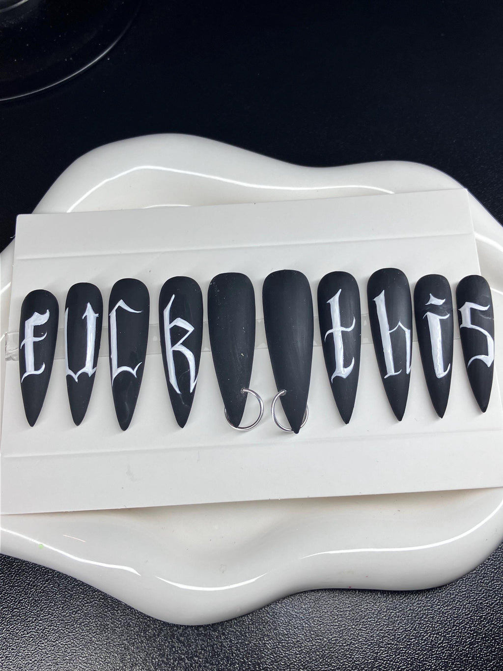 F**K THIS press on nails with application pack