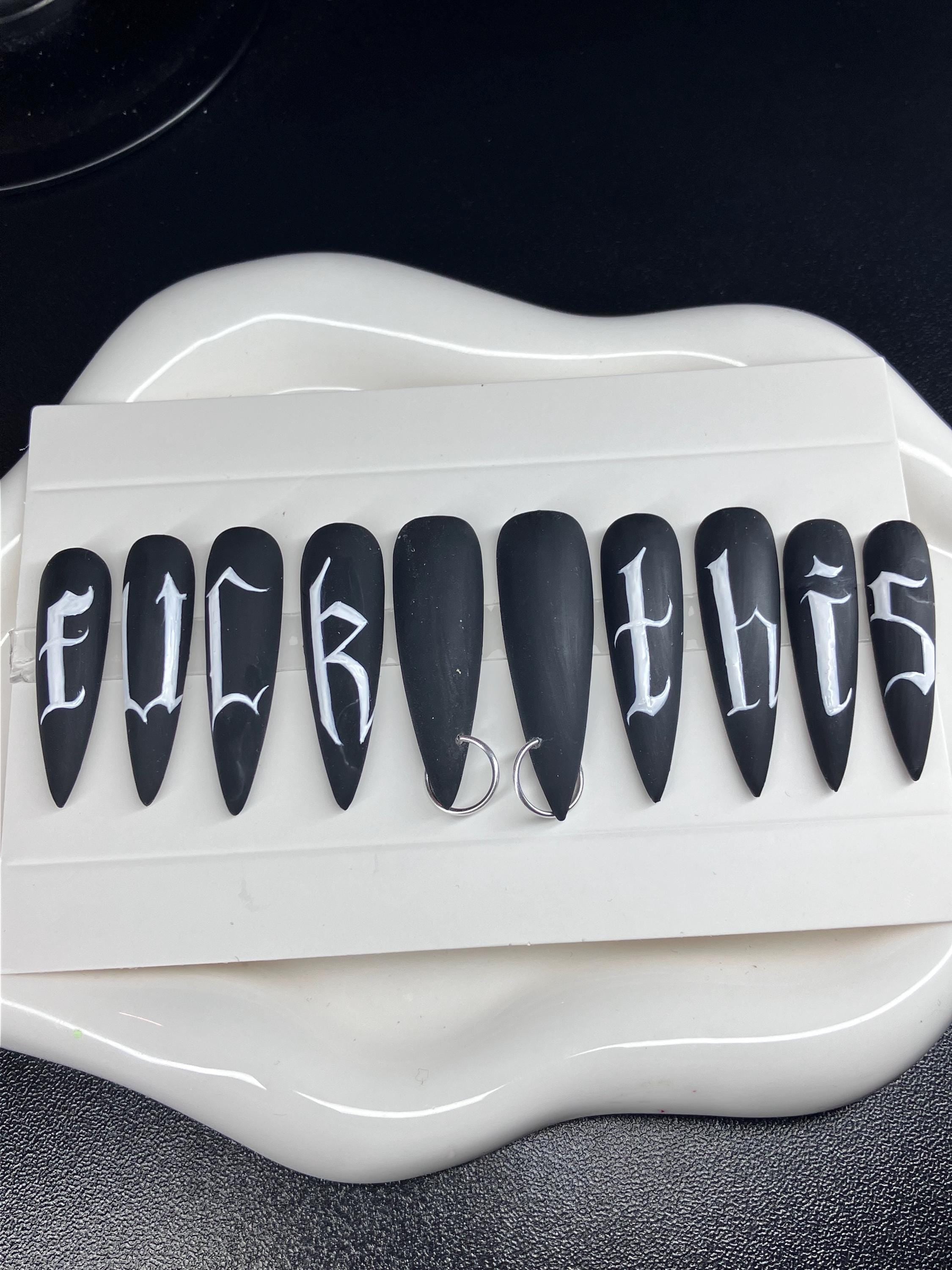 F**K THIS press on nails with application pack