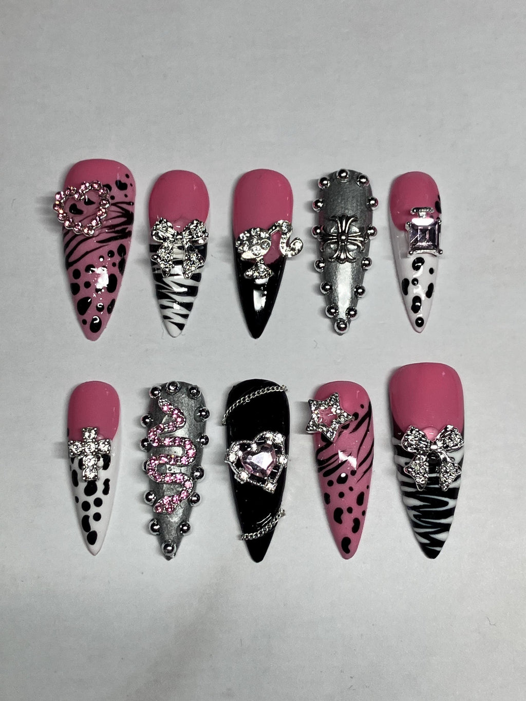 Y2K baddie press on nails with application pack
