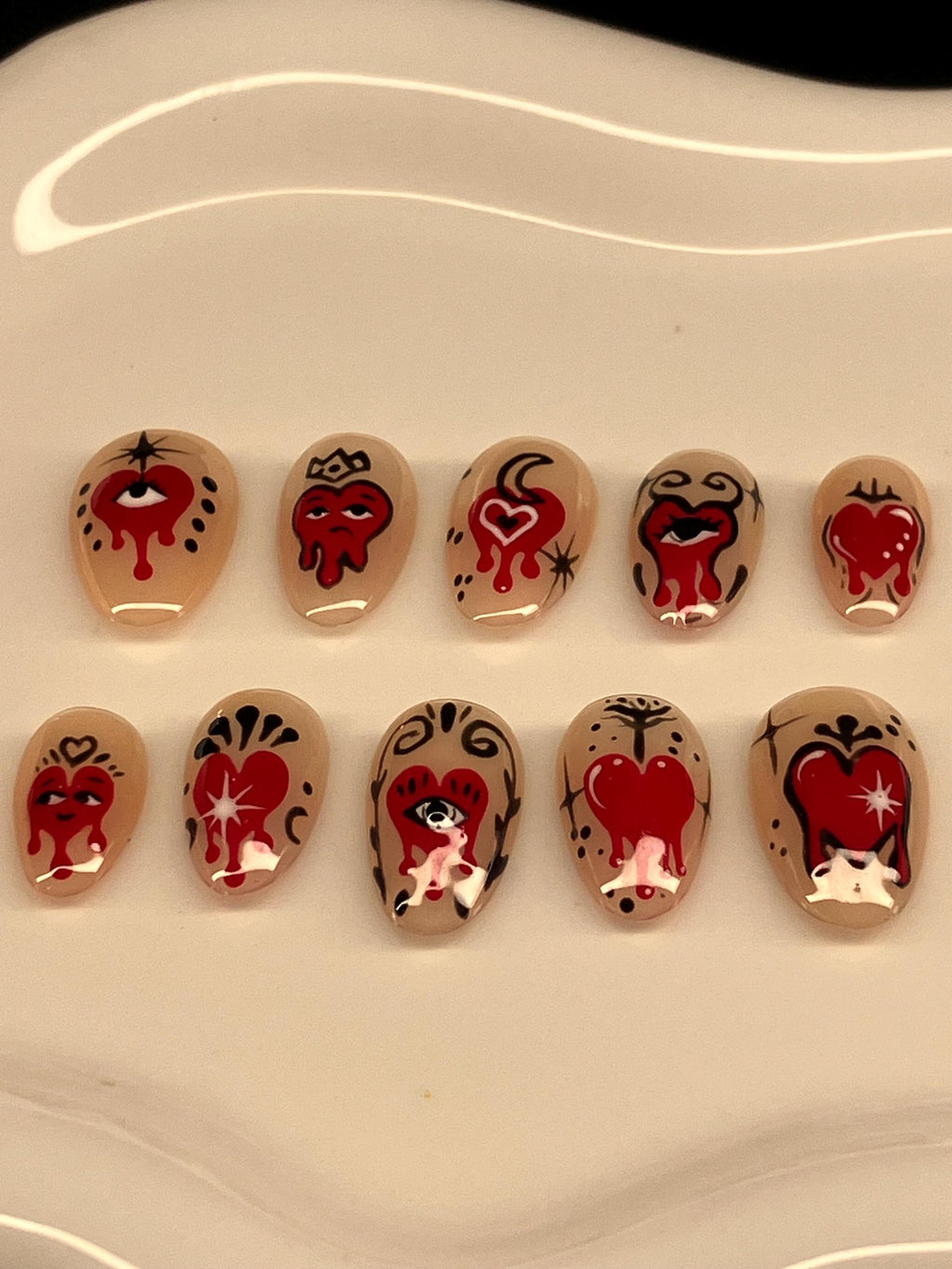 Heart and soul Valentine’s Day press on nails with application pack