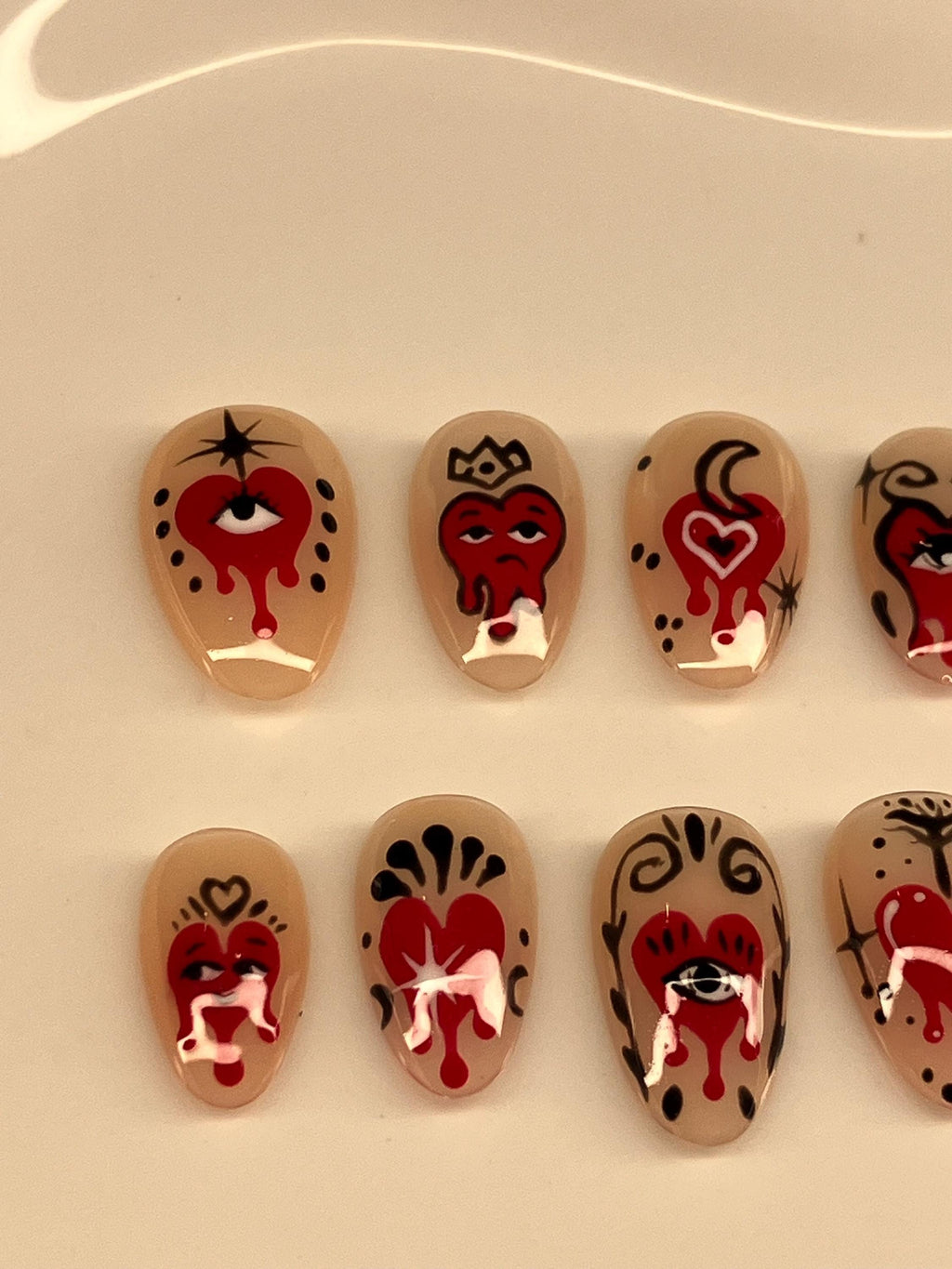 Heart and soul Valentine’s Day press on nails with application pack