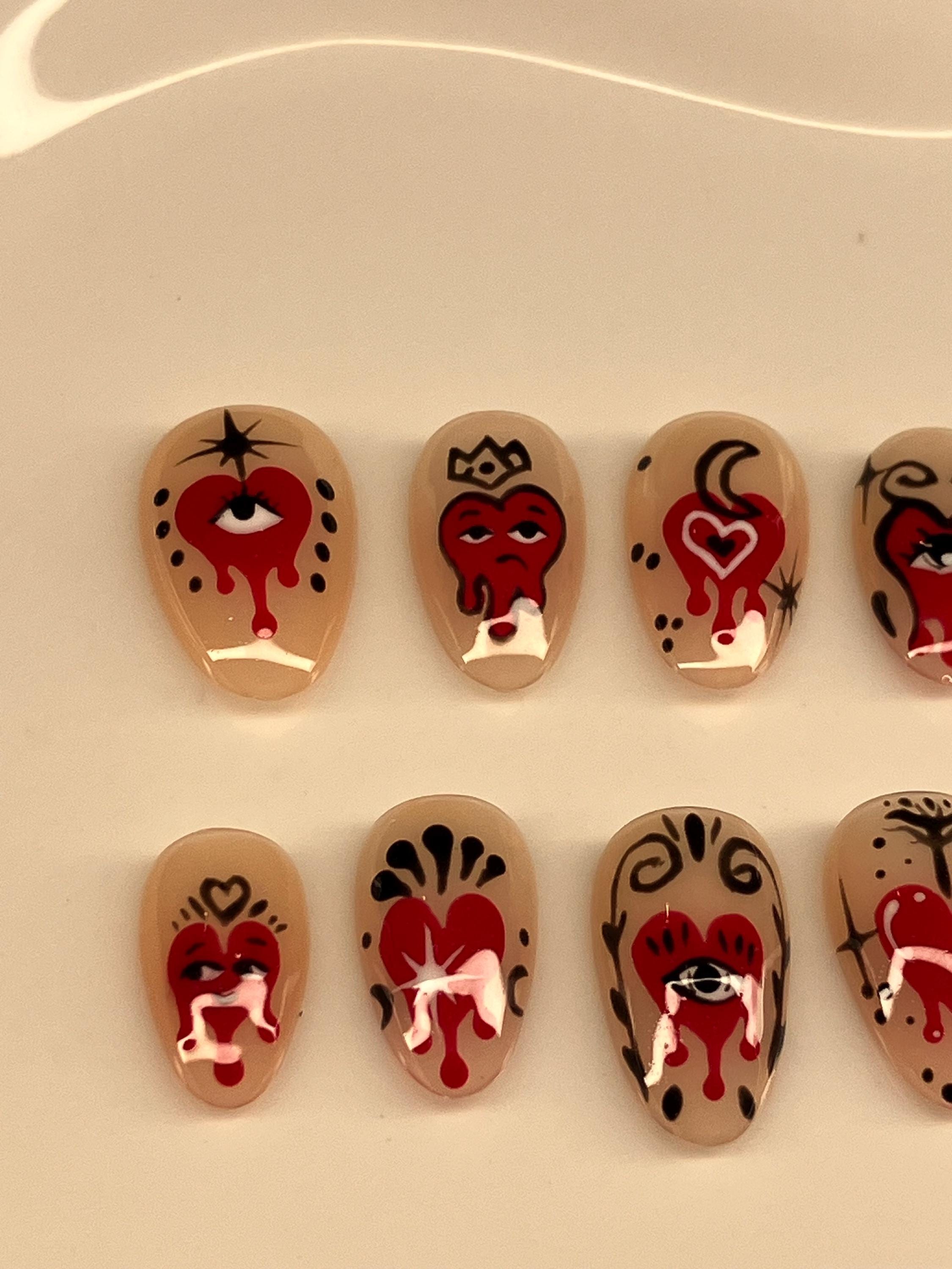 Heart and soul Valentine’s Day press on nails with application pack