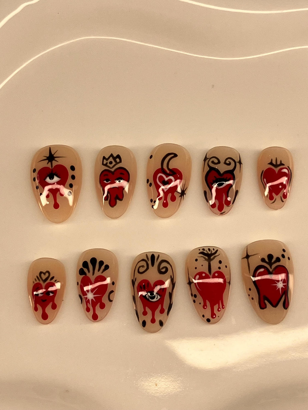 Heart and soul Valentine’s Day press on nails with application pack