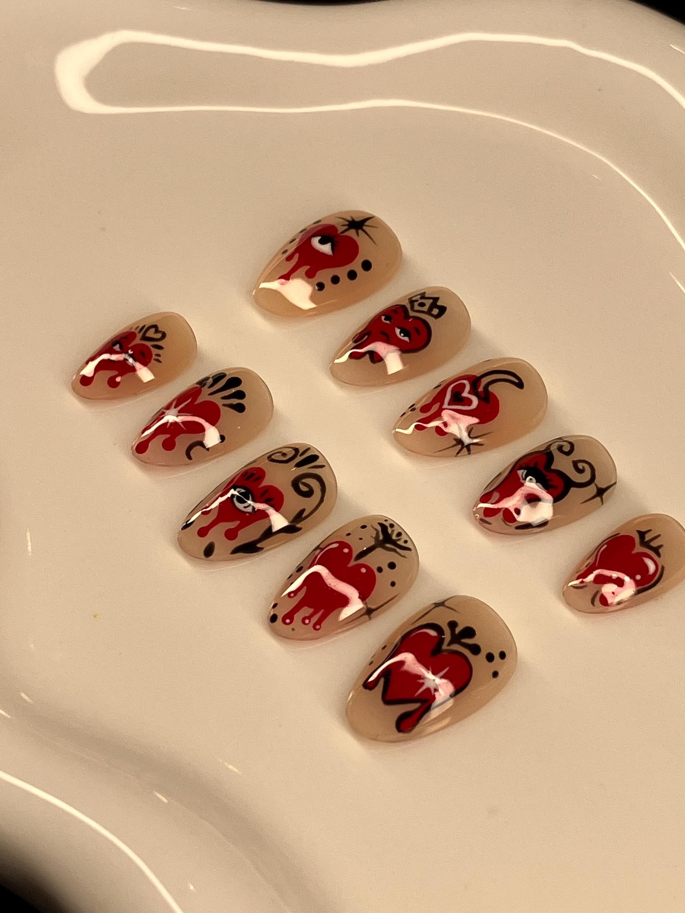 Heart and soul Valentine’s Day press on nails with application pack