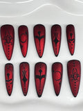 Red velvet press on nails with application pack