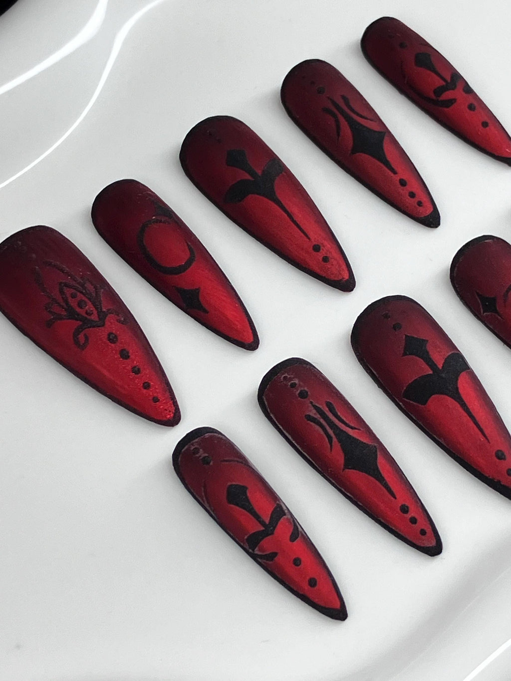 Red velvet press on nails with application pack
