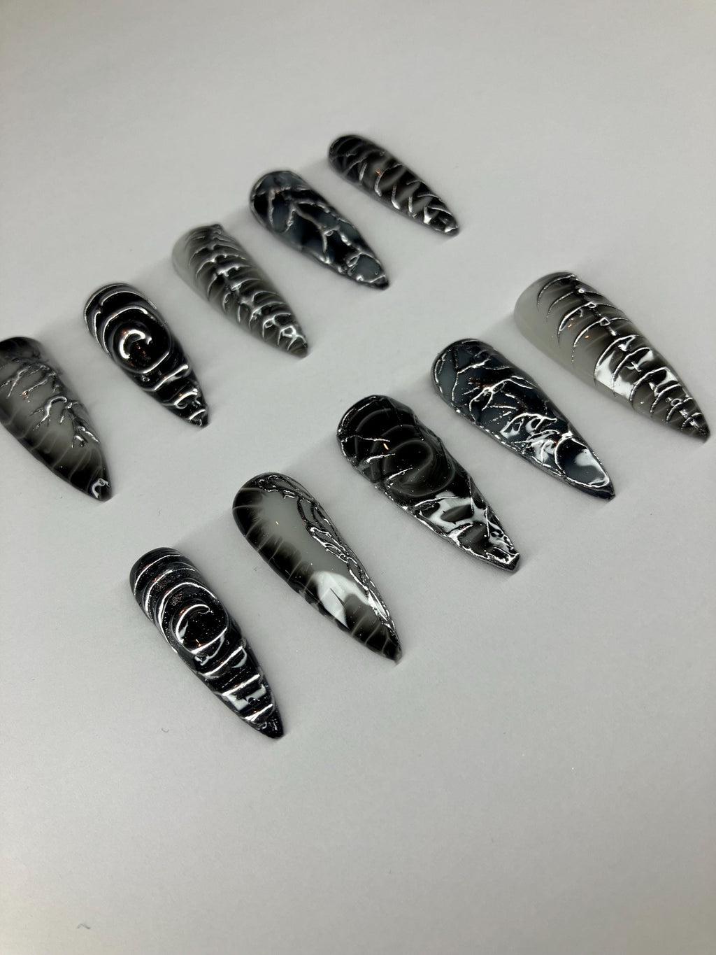Cyber punk Y2K chrome press on nails with application pack