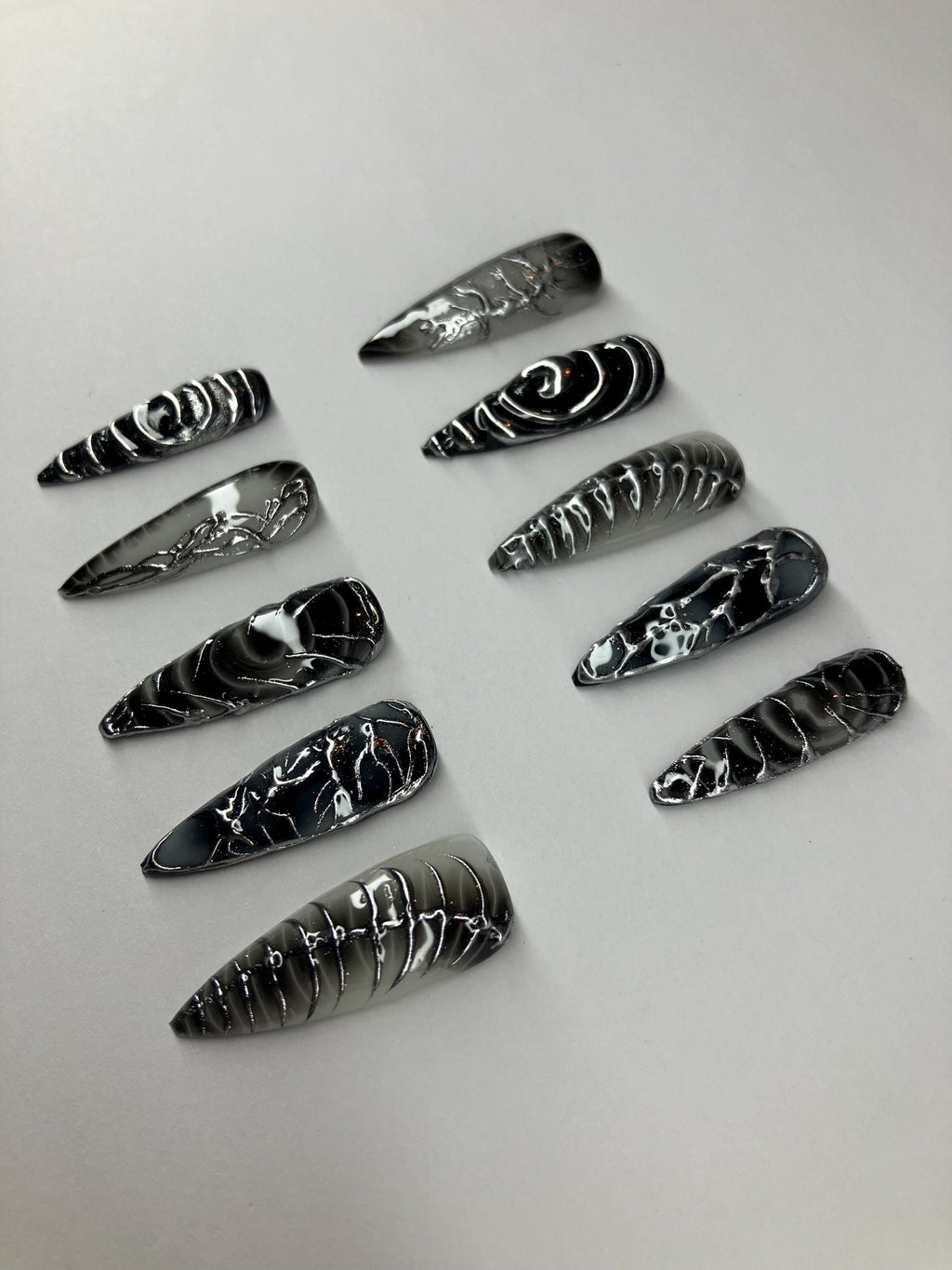 Cyber punk Y2K chrome press on nails with application pack