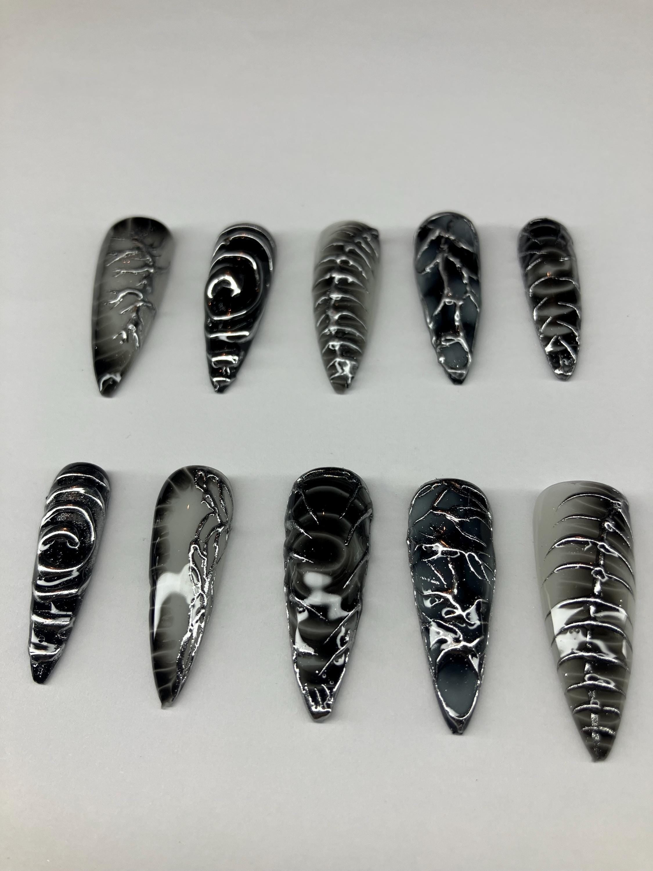 Cyber punk Y2K chrome press on nails with application pack