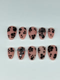Matte black and nude alternative style press on nails with application pack