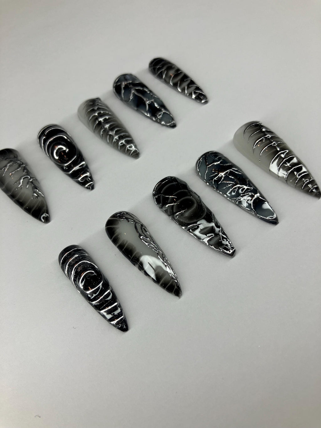 Cyber punk Y2K chrome press on nails with application pack
