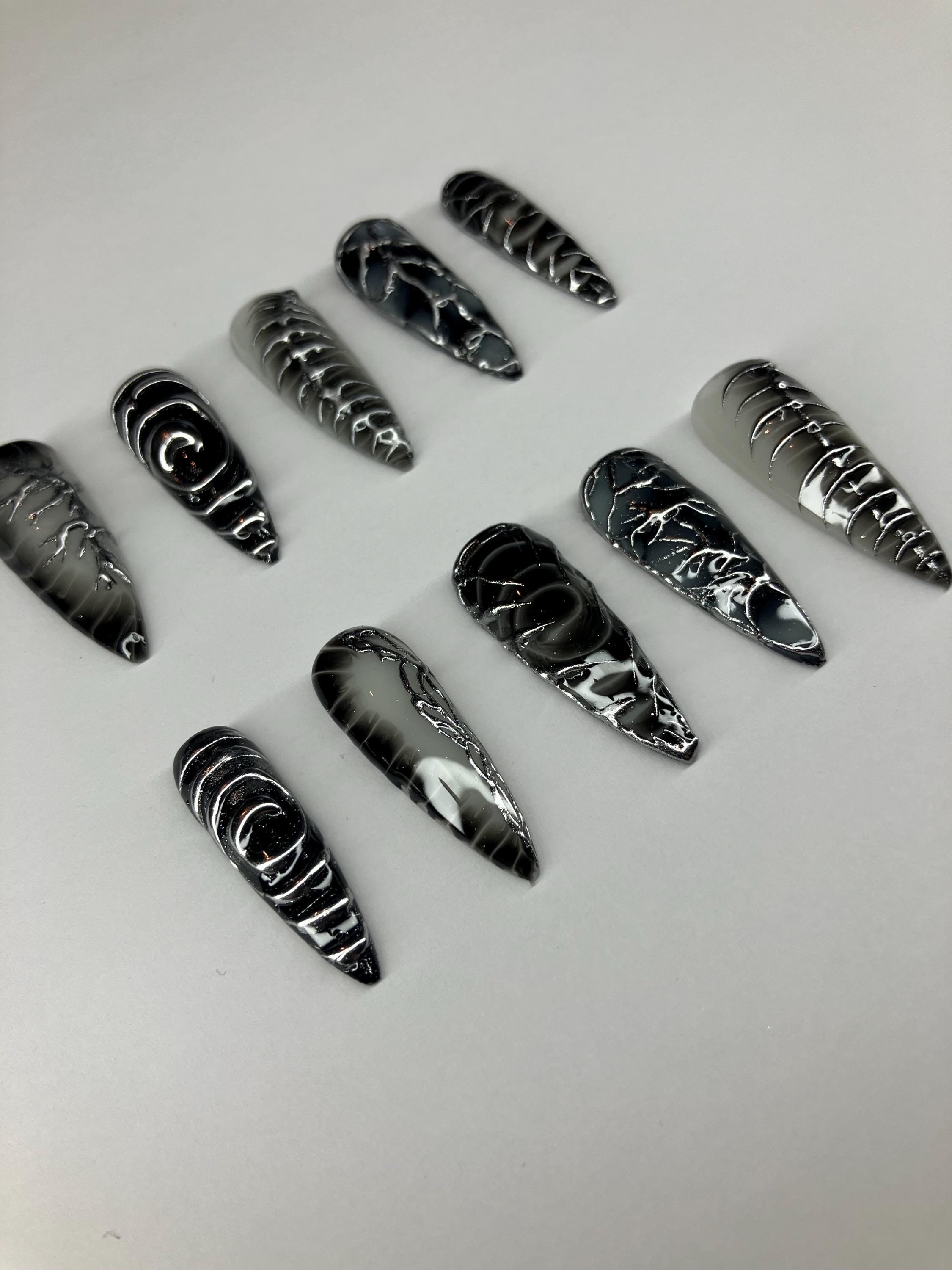 Cyber punk Y2K chrome press on nails with application pack