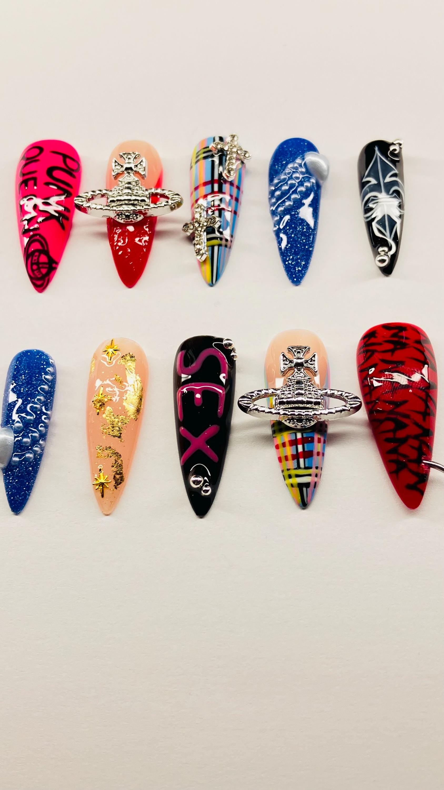 PUNK QUEEN  inspired press on nails with application pack