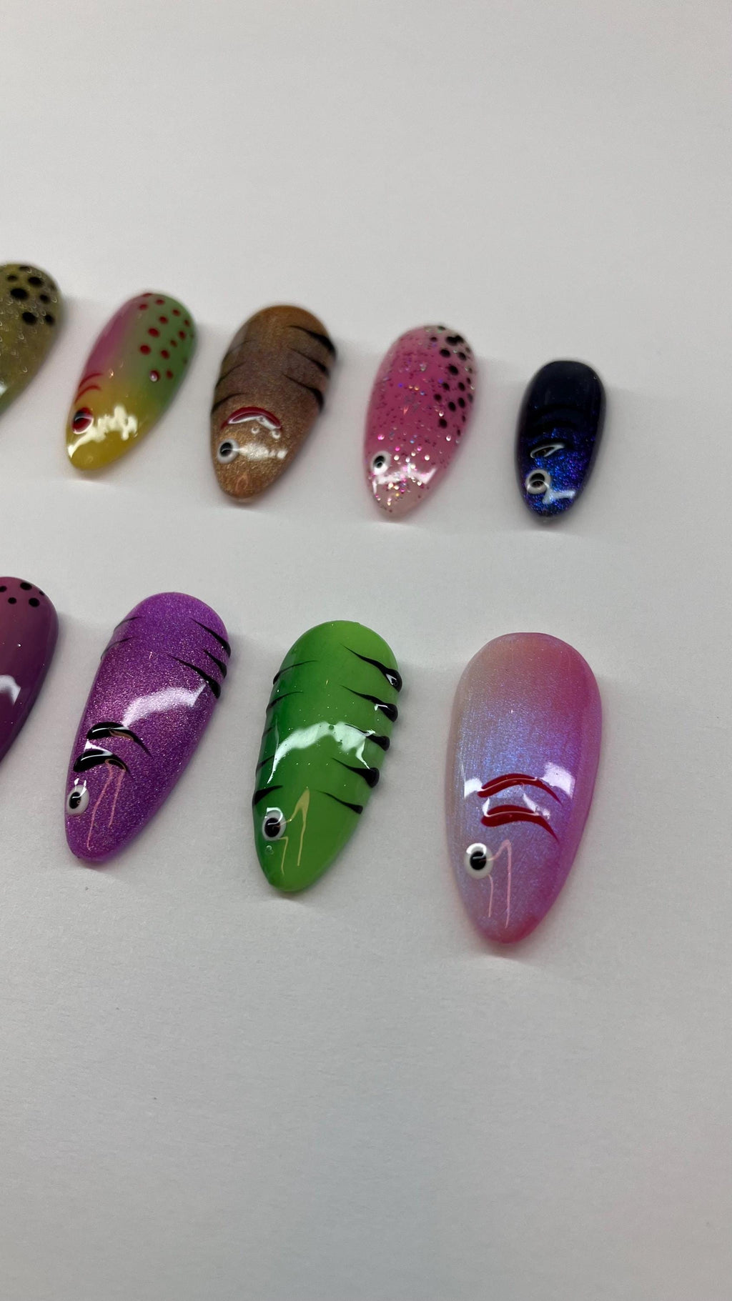 Fishing Lure Press On Nails: Summer Trend Nail Art with Application Pack
