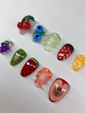 3d fruit press on nails with application pack