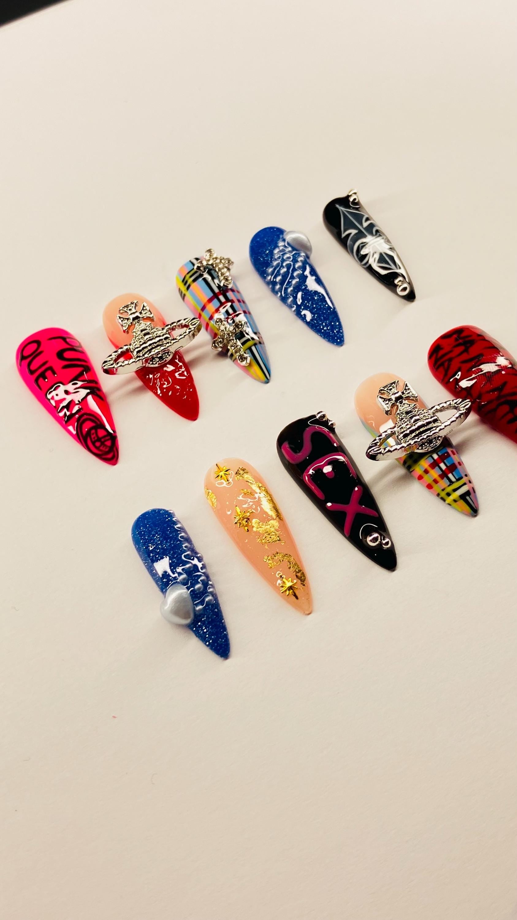 PUNK QUEEN  inspired press on nails with application pack