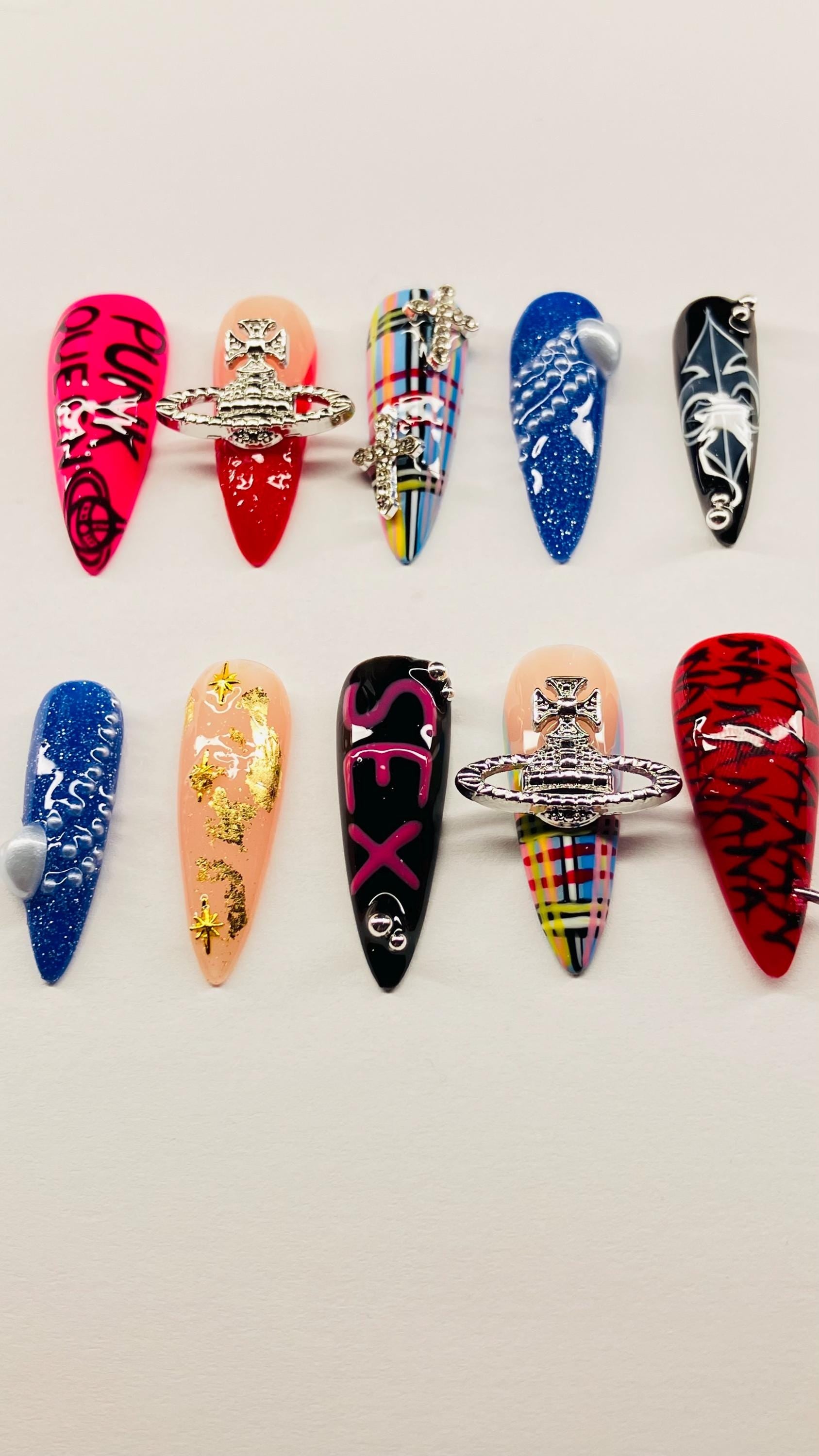 PUNK QUEEN  inspired press on nails with application pack