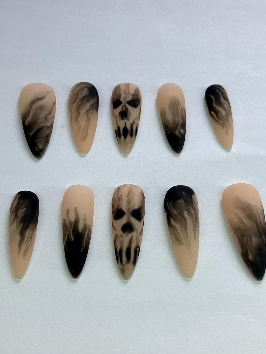 Ghost Rider Press On Nails: Skull Nail Art with Smoke Effect