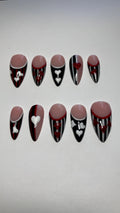 Queen of Hearts Press On Nails: Glitter Stripes, French Tips, Handmade