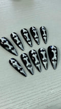 Skeleton bones press on nails design, Halloween nails, application pack included