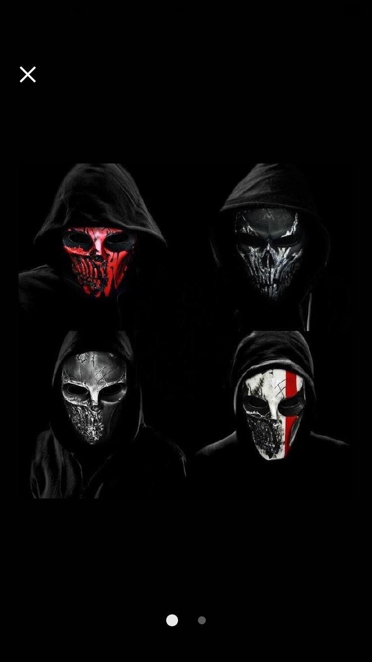 Chrome mask design press on nails with application pack included.