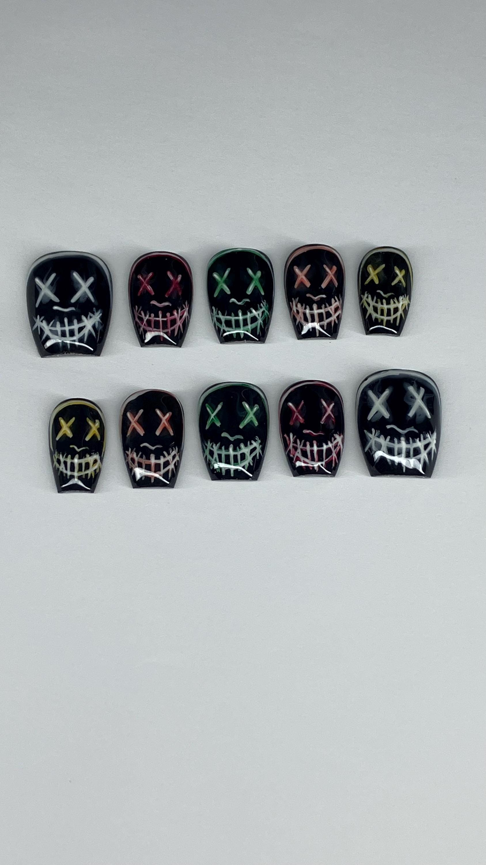 Masked Heathens press on nails with application pack