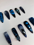 Press On Nails, Gothic Rose Lightning Bolt Design