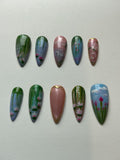 Aurora press on nails with fine art, application pack included