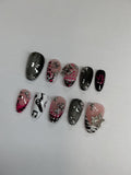 YB animal print Y2K design press on nails with application pack