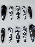 Merry Creepmas press on nails,alternative style Christmas design. Application pack included