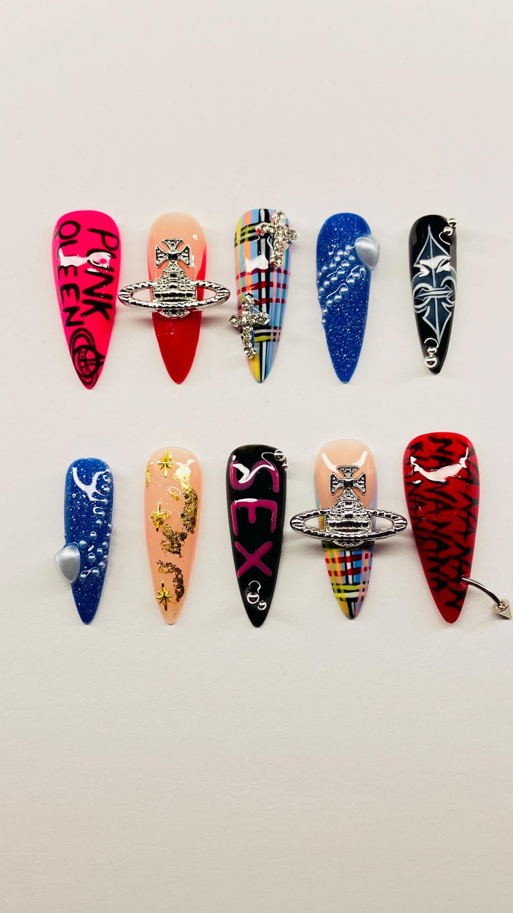 PUNK QUEEN  inspired press on nails with application pack