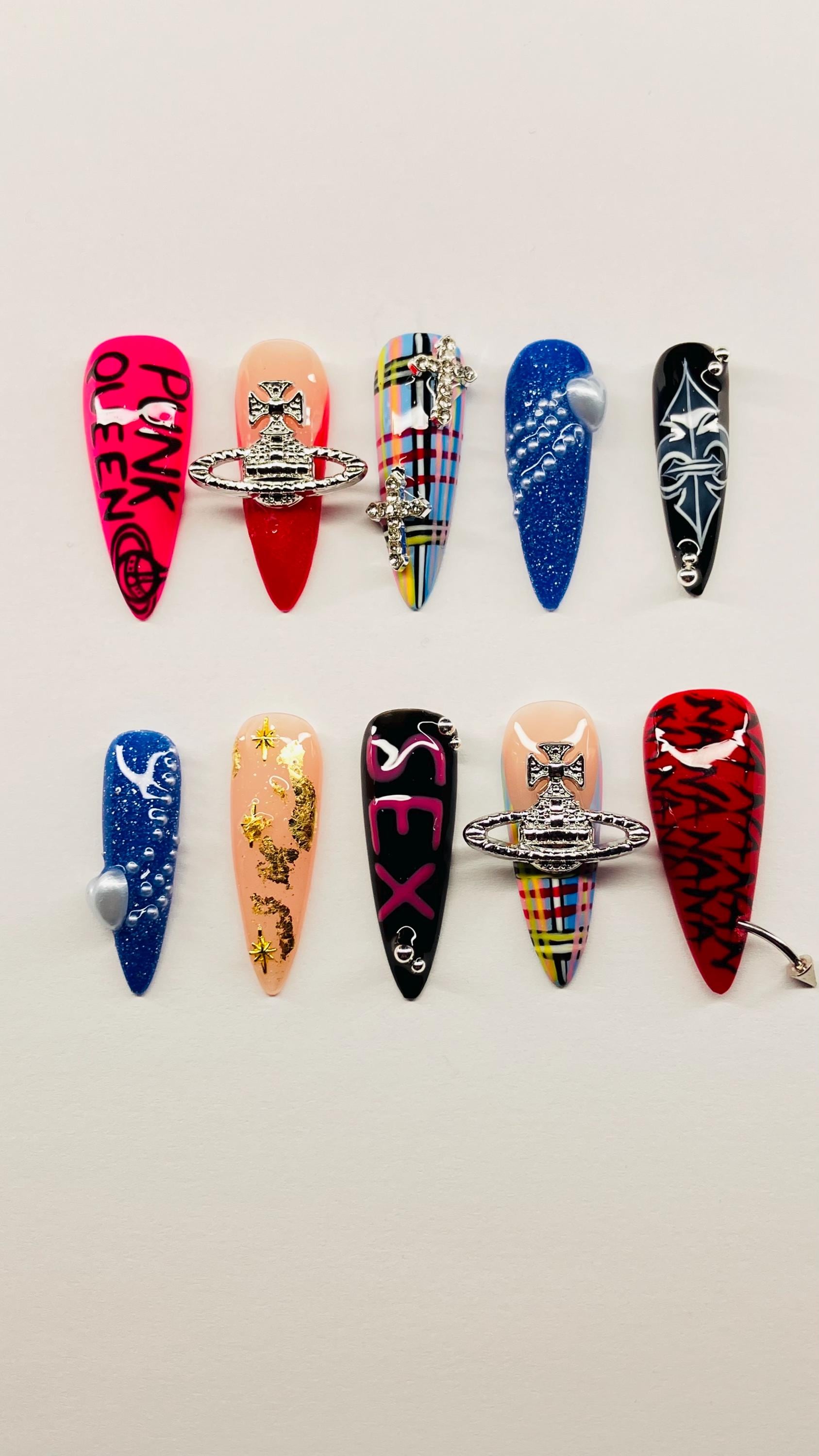 PUNK QUEEN  inspired press on nails with application pack