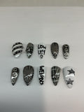LOWLIFE Gothic Punk Press On Nails, 3D Cat Eye Art, Handmade Application Pack