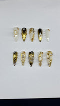 Golden Goddess Press On Nails: 3D Gold Nail Art with Application Kit