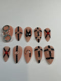 BDSM bondage kinky design press on nails, with application pack